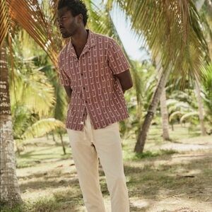 marine layer dobby resort shirt - withered rose